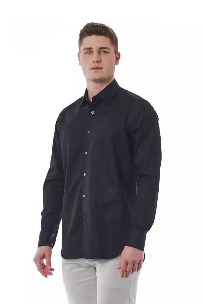 Camisa de algodón negra para hombre