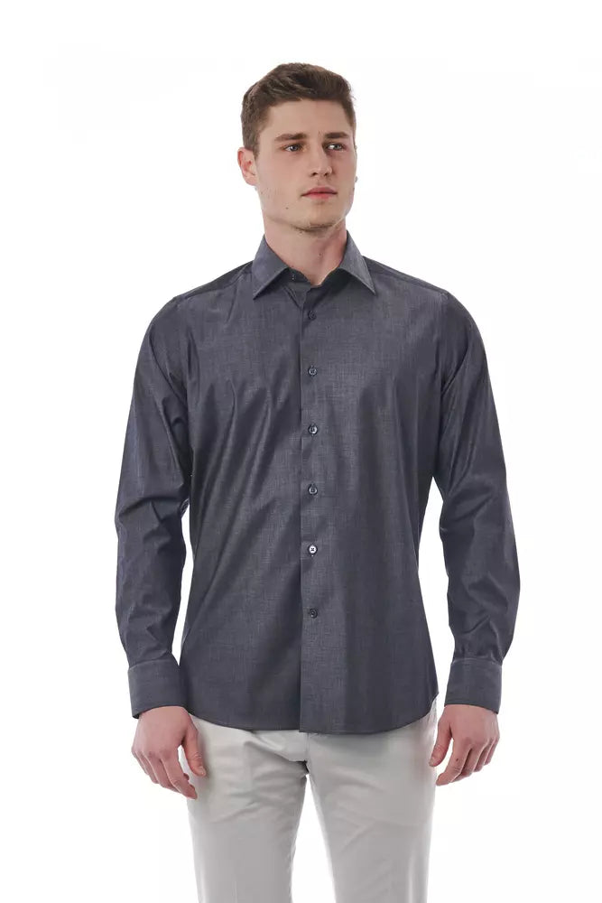 Camisa de algodón gris para hombre