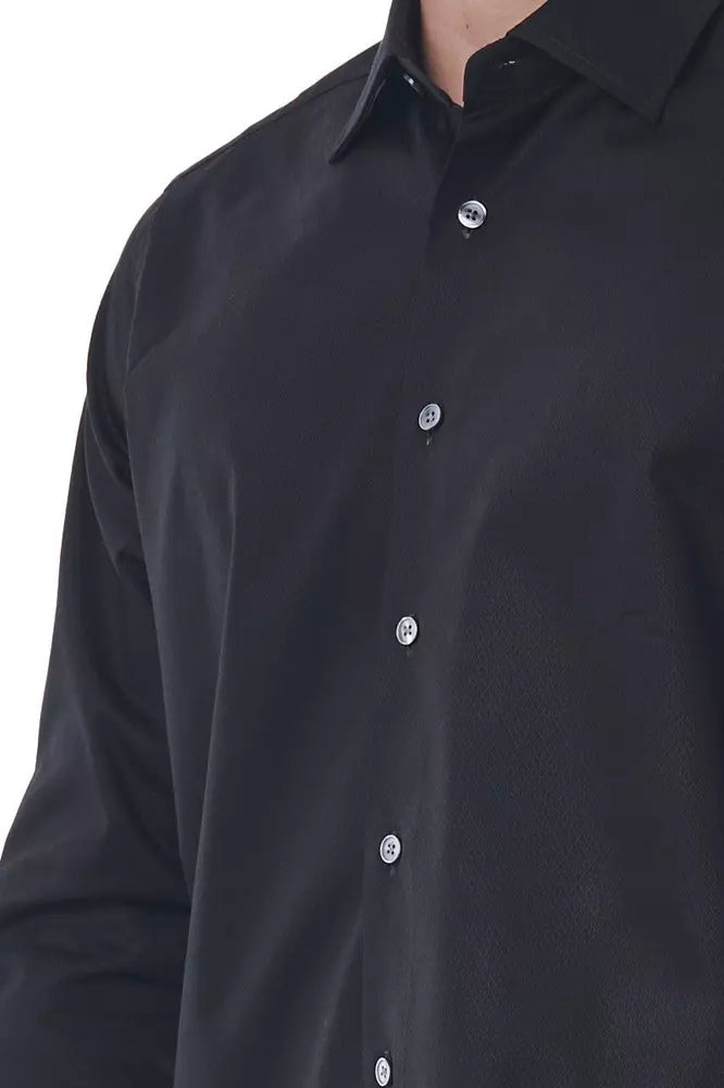 Camisa de algodón negra para hombre