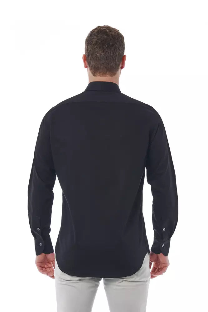 Camisa de algodón negra para hombre