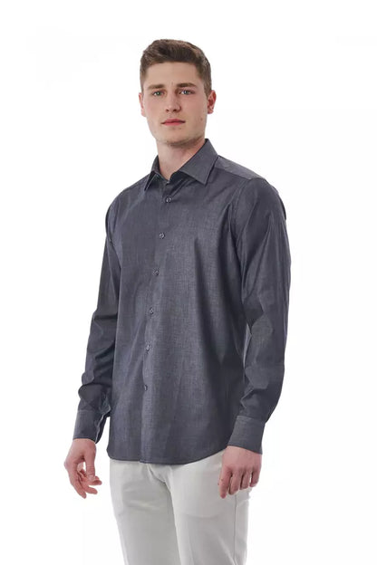 Camisa de algodón gris para hombre