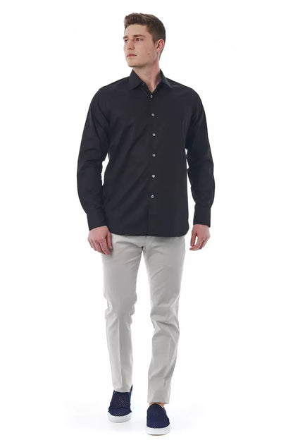 Camisa de algodón negra para hombre