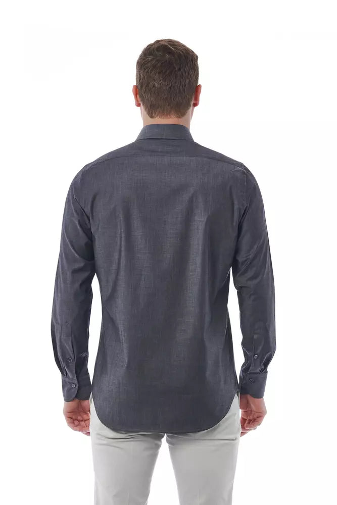 Camisa de algodón gris para hombre