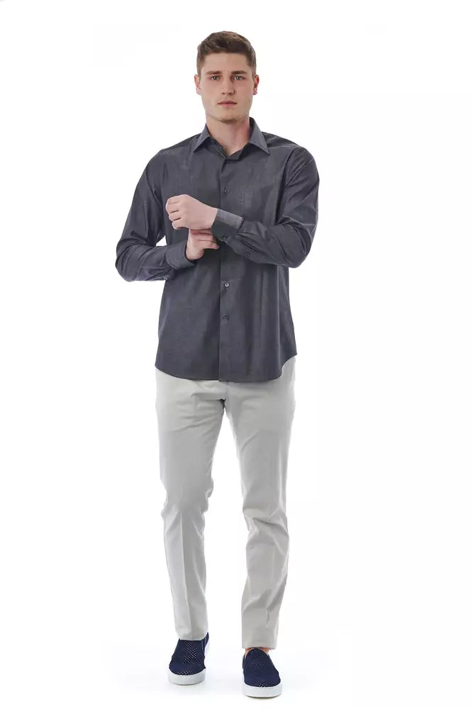 Camisa de algodón gris para hombre