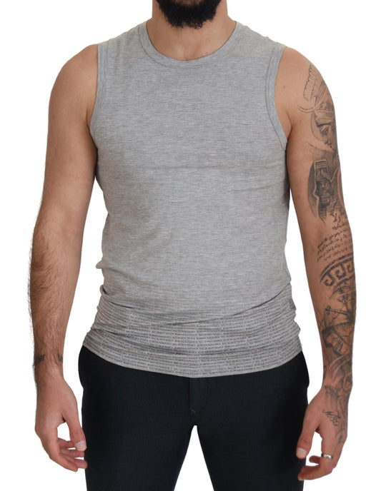 Camiseta gris chic sin mangas con cuello redondo