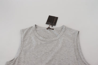 Chic Gray Sleeveless Crewneck Tee