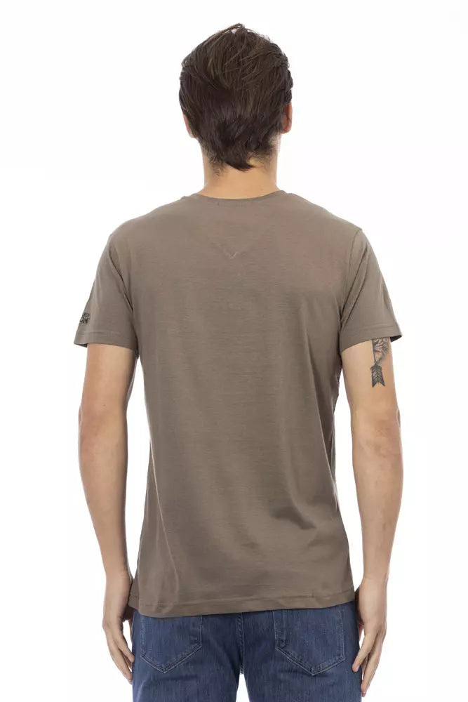 Camiseta de algodón marrón para hombre