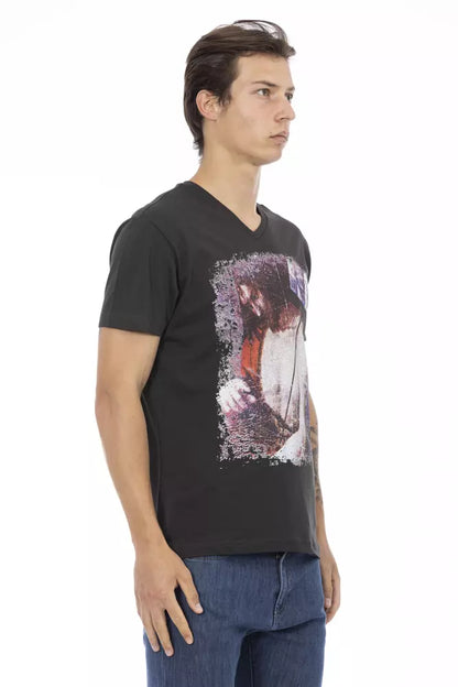 Camiseta de algodón negra para hombre