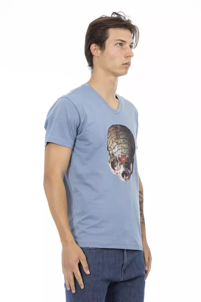 Light Blue Cotton Men T-Shirt