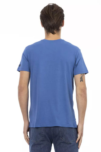 Camiseta de algodón azul para hombre