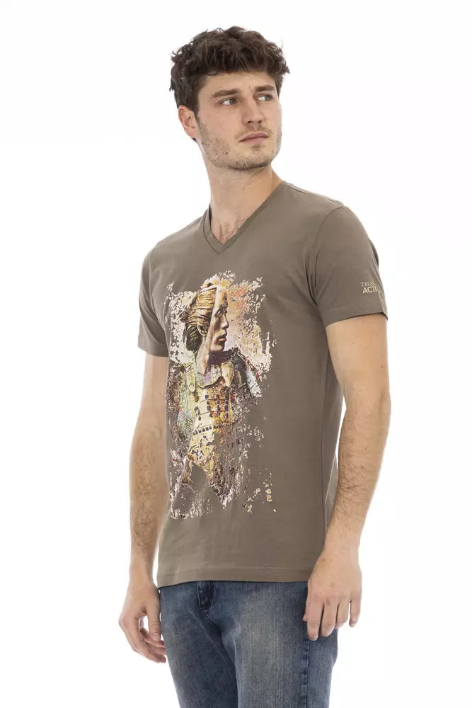 Camiseta de algodón marrón para hombre