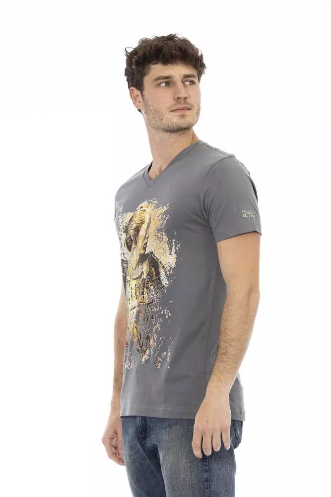 Gray Cotton Men T-Shirt