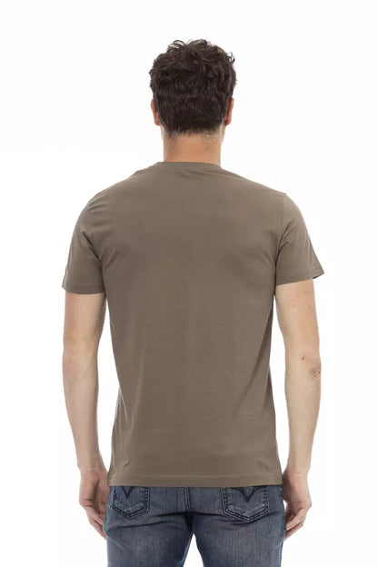 Camiseta de algodón marrón para hombre