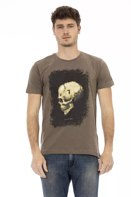 Camiseta de algodón marrón para hombre