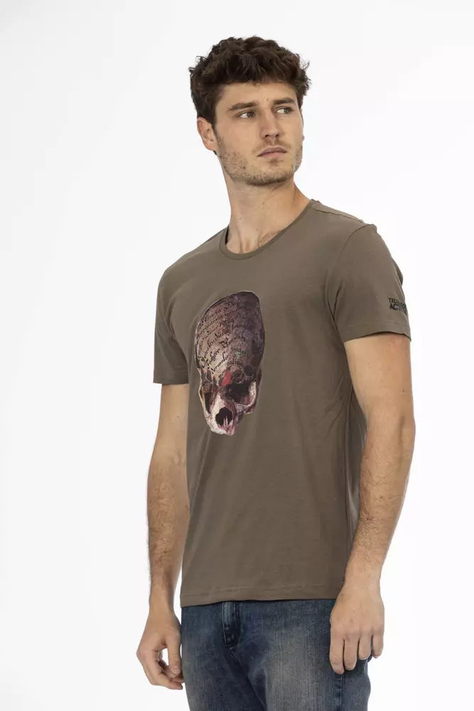 Camiseta de algodón marrón para hombre