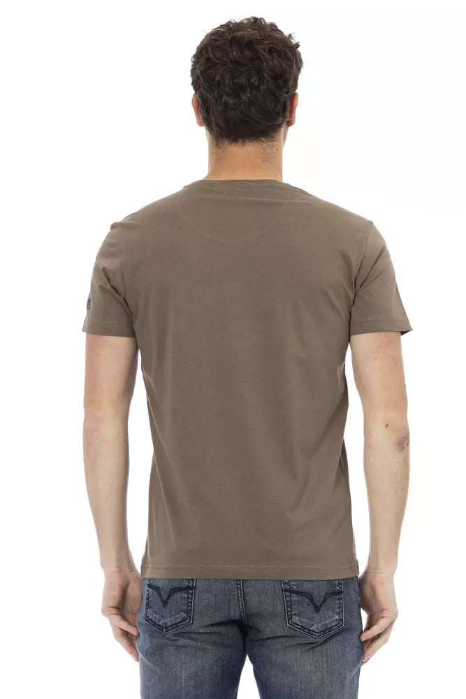 Camiseta de algodón marrón para hombre