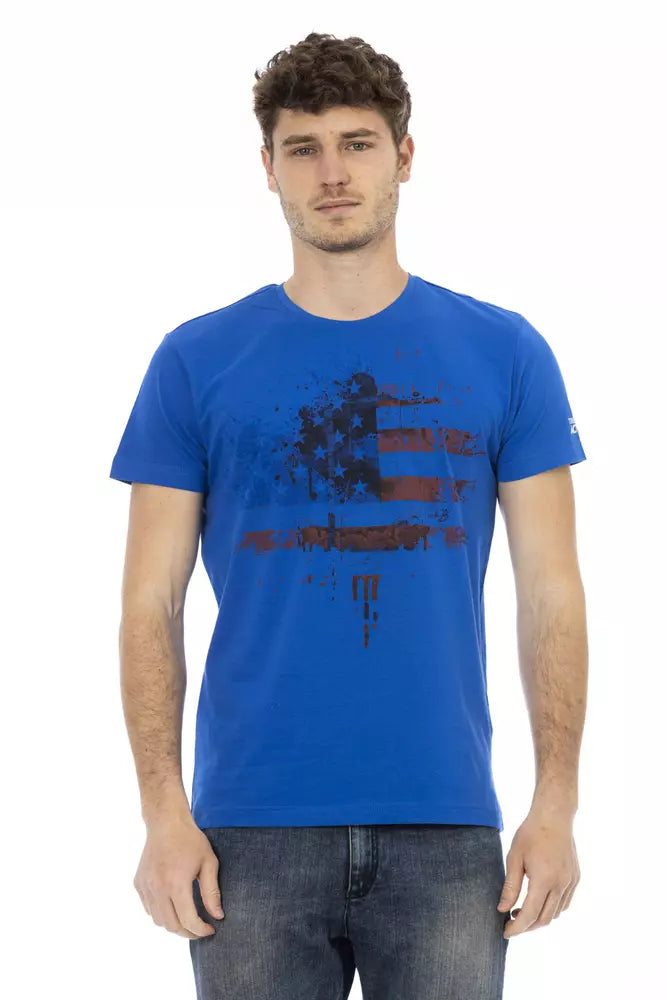 Camiseta de algodón azul para hombre