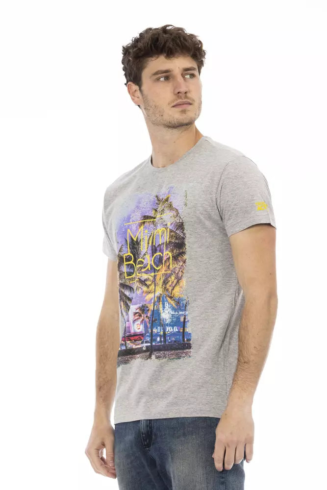 Gray Cotton Men Short Sleeve T-Shirt