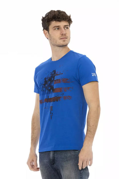 Camiseta de algodón azul para hombre