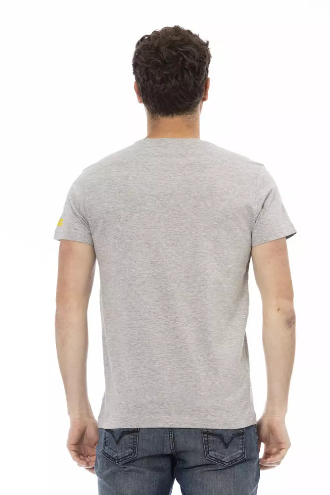 Gray Cotton Men Short Sleeve T-Shirt