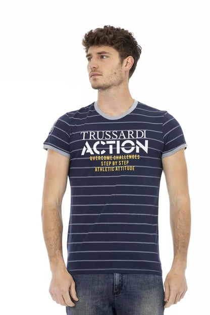 Camiseta de algodón azul para hombre