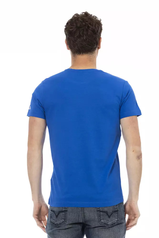 Camiseta de algodón azul para hombre