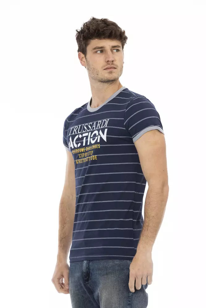 Camiseta de algodón azul para hombre