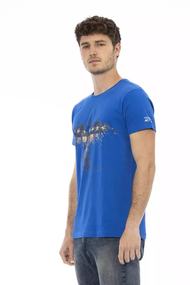 Camiseta de algodón azul para hombre