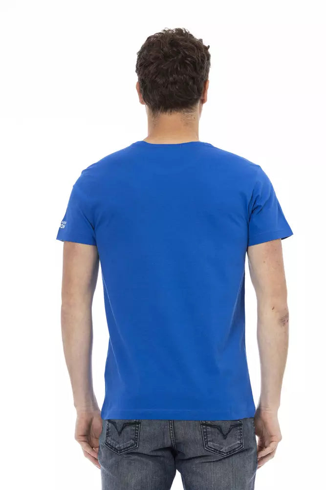 Camiseta de algodón azul para hombre