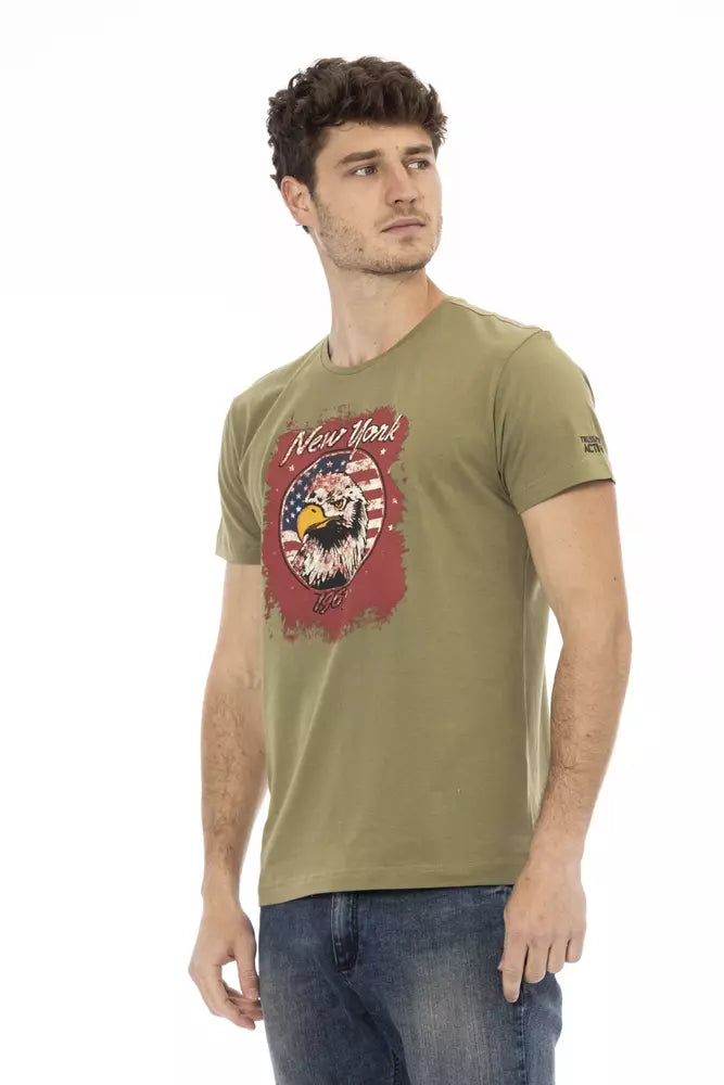 Camiseta de algodón verde para hombre