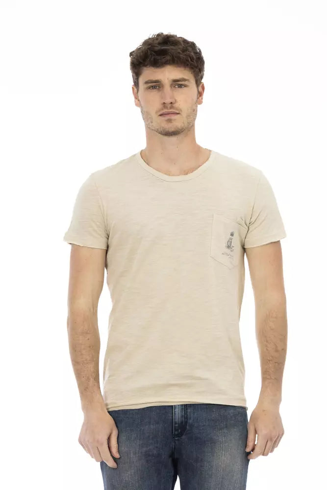 Camiseta de algodón beige para hombre