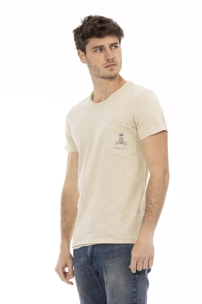 Camiseta de algodón beige para hombre