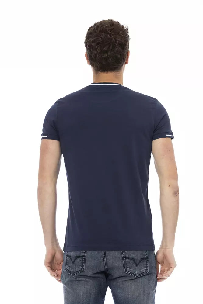 Blue Cotton Men T-Shirt