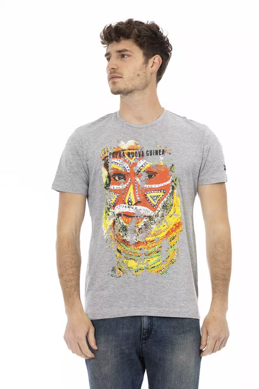 Gray Cotton Men T-Shirt