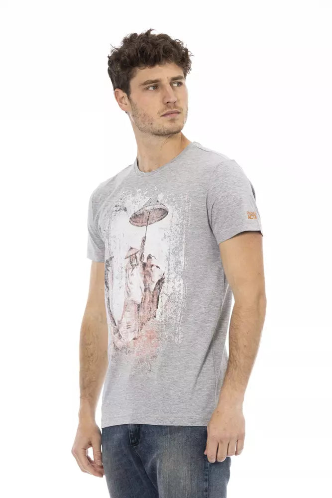 Gray Cotton Men T-Shirt