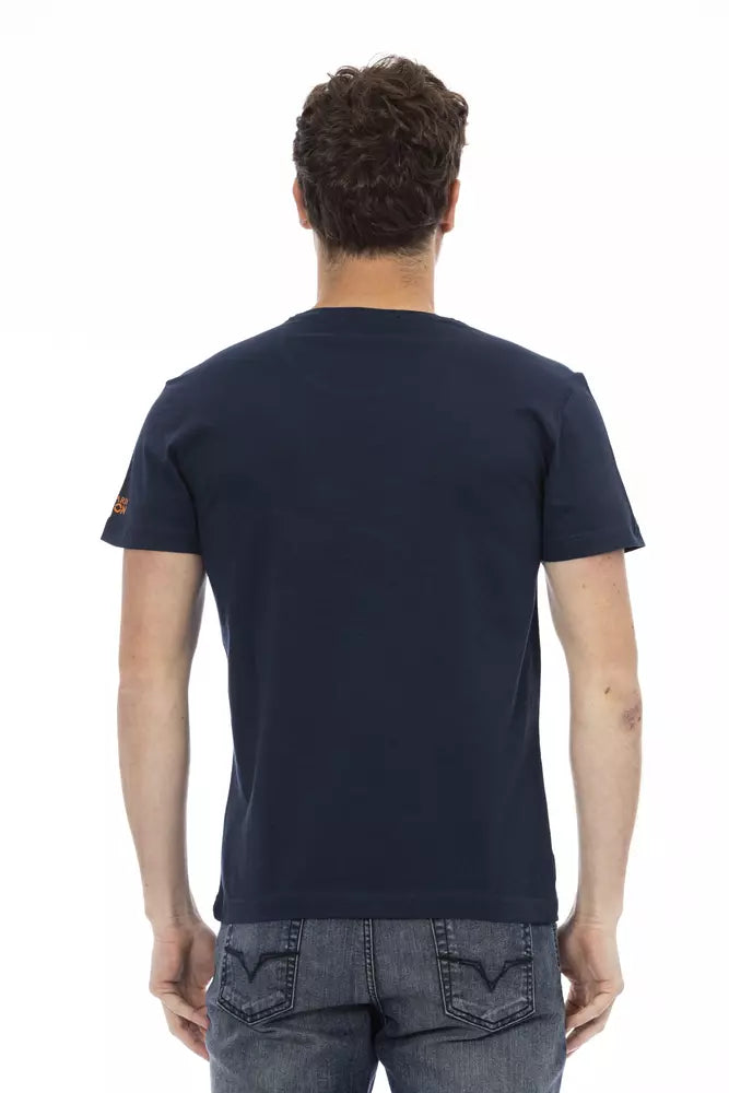 Camiseta azul de algodón para hombre