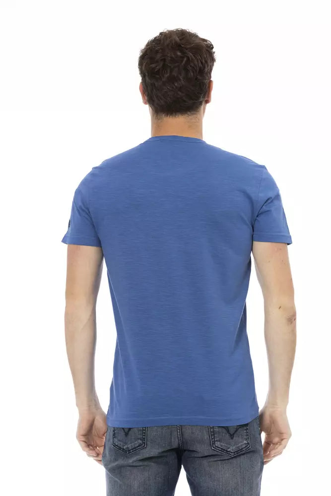 Camiseta de algodón azul para hombre