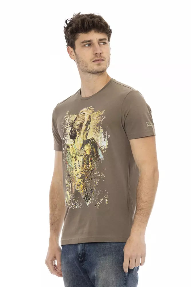 Camiseta de algodón marrón para hombre