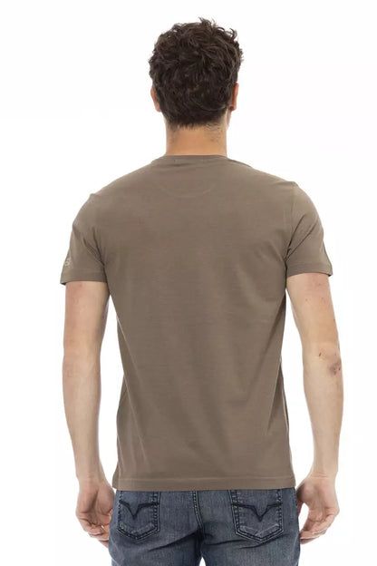 Camiseta de algodón marrón para hombre