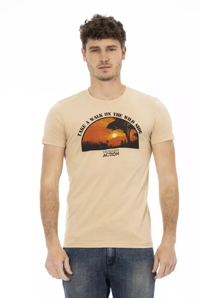 Camiseta de algodón beige para hombre