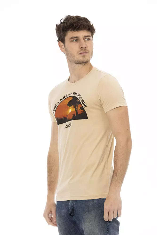 Camiseta de algodón beige para hombre