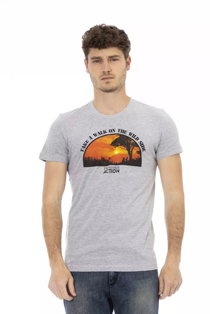 Camiseta de algodón gris para hombre