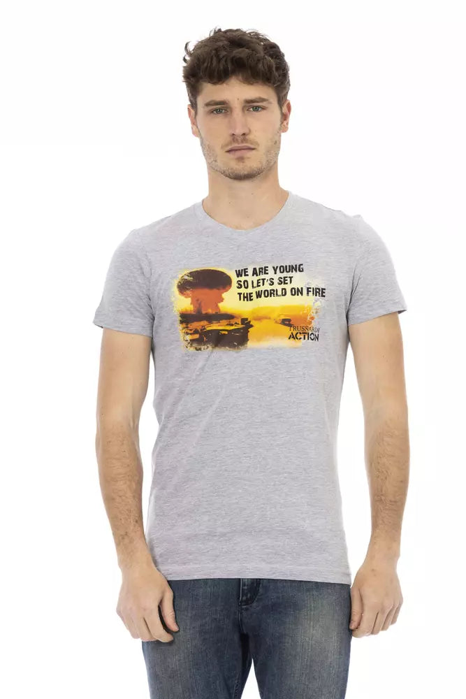 Camiseta de algodón gris para hombre