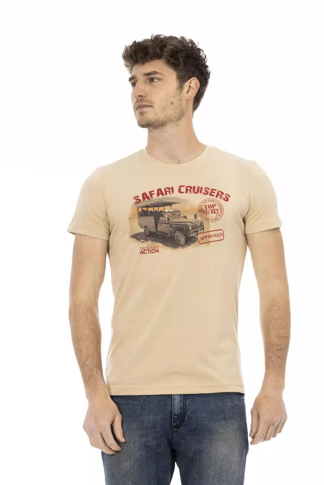 Camiseta de algodón beige para hombre