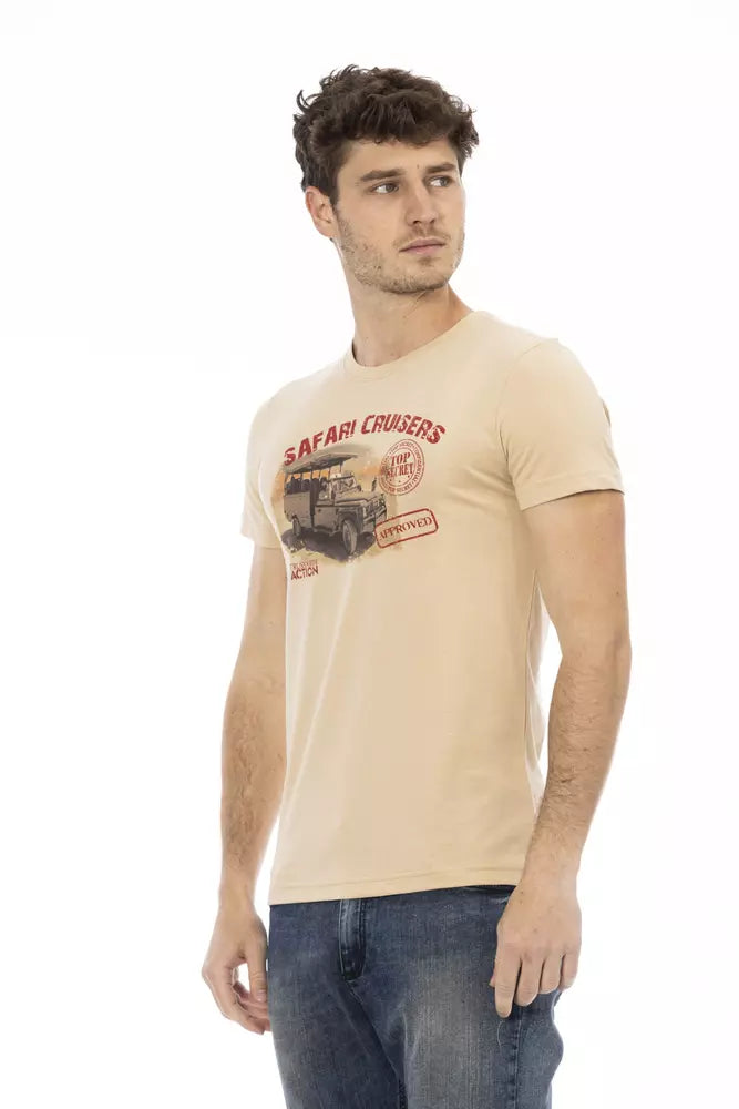 Camiseta de algodón beige para hombre