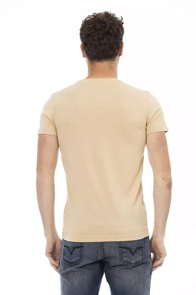 Camiseta de algodón beige para hombre