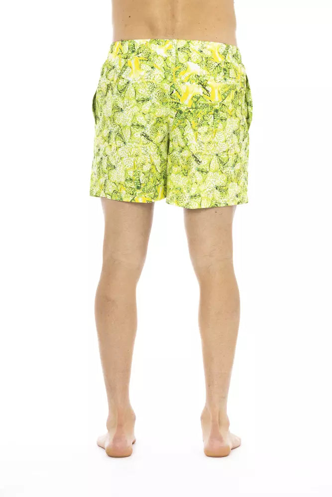 Green Polyester Men Swim Short