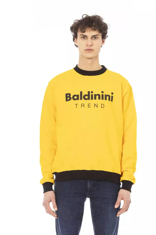 Yellow Cotton Men Sweater