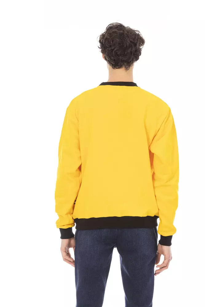 Yellow Cotton Men Sweater