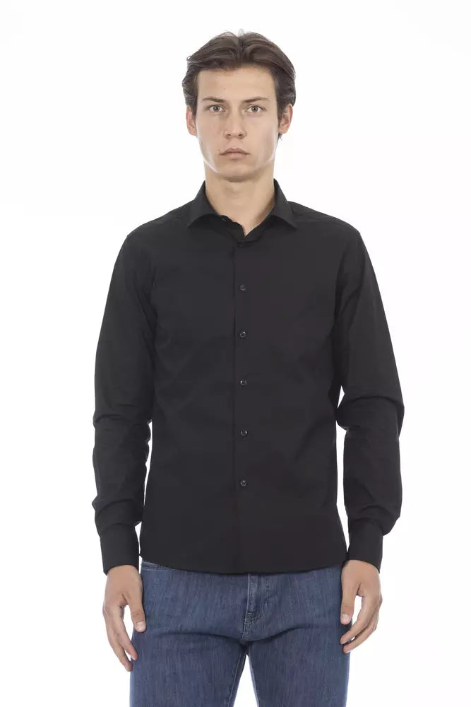 Camisa de algodón negra para hombre